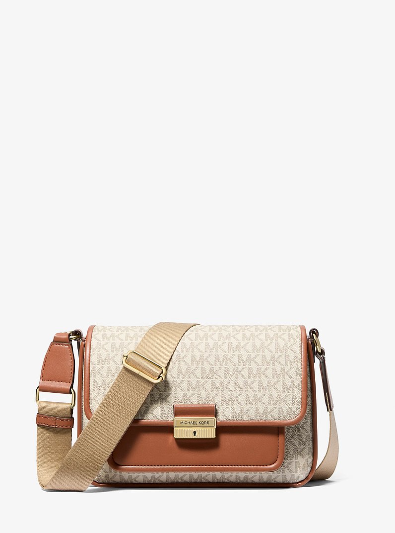 Bradshaw Medium Signature Logo Messenger Bag in VANILLA | Michael Kors
