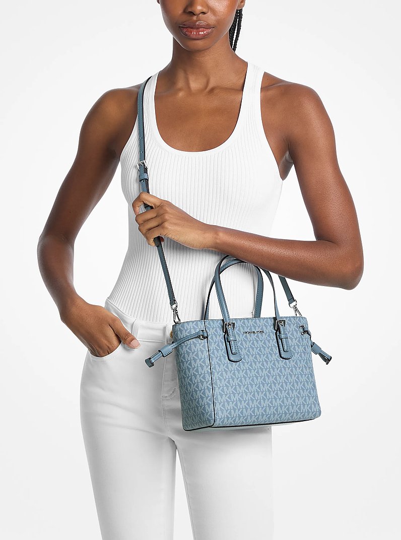 Voyager Extra-Small Signature Logo Tote Bag in DENIM | Michael Kors