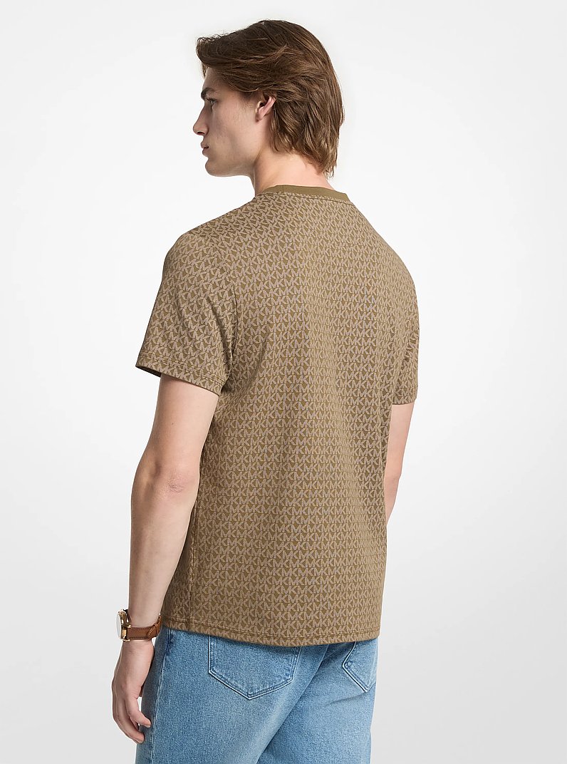 Signature Logo Print Cotton Jersey T-Shirt in DUFFLE | Michael Kors