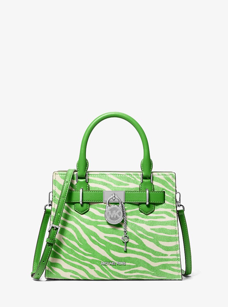 Hamilton Small Zebra Print Calf Hair Satchel in JUNGLE | Michael Kors