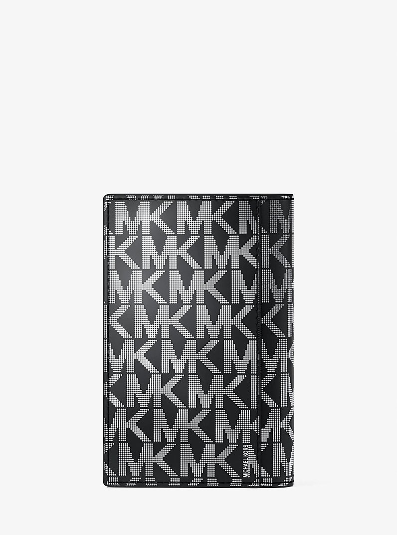 Hudson Metallic Signature Logo Folding Card Case in BLACK | Michael Kors
