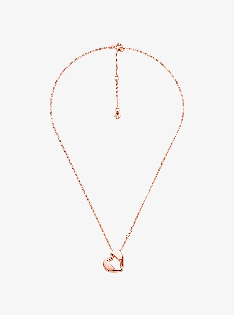 Precious Metal-Plated Sterling Silver Heart Pendant Necklace in ROSE GOLD | Michael Kors