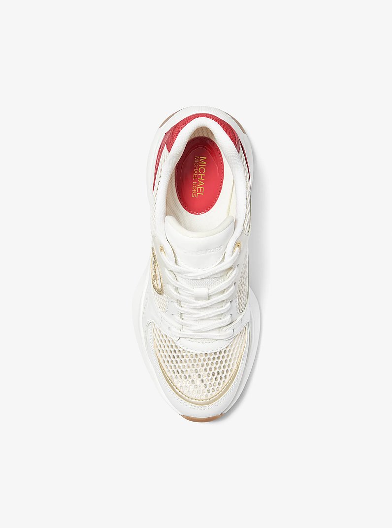 Zuma Leather and Mesh Trainer in LACQUER RED MULTI | Michael Kors