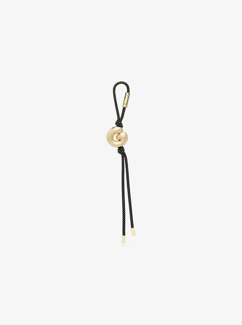 Initial Gold-Tone and Speckled Cord Bag Charm in 18K GOLD | Michael Kors