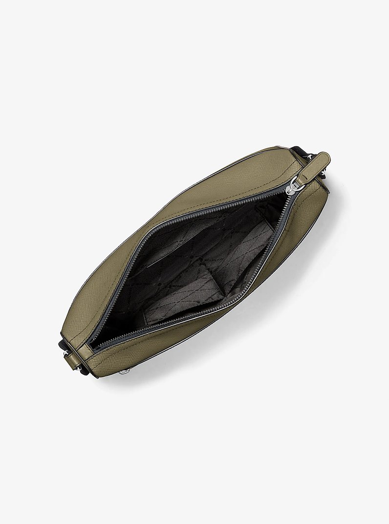 Edison Medium Saffiano Leather Messenger Bag in SAFARI GREEN | Michael Kors