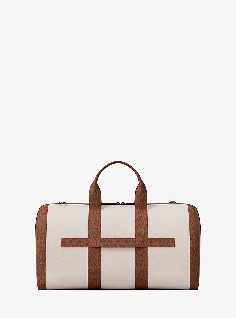 Cooper Pebbled Leather and Signature Logo Duffel Bag in LT CRM/LUGG | Michael Kors