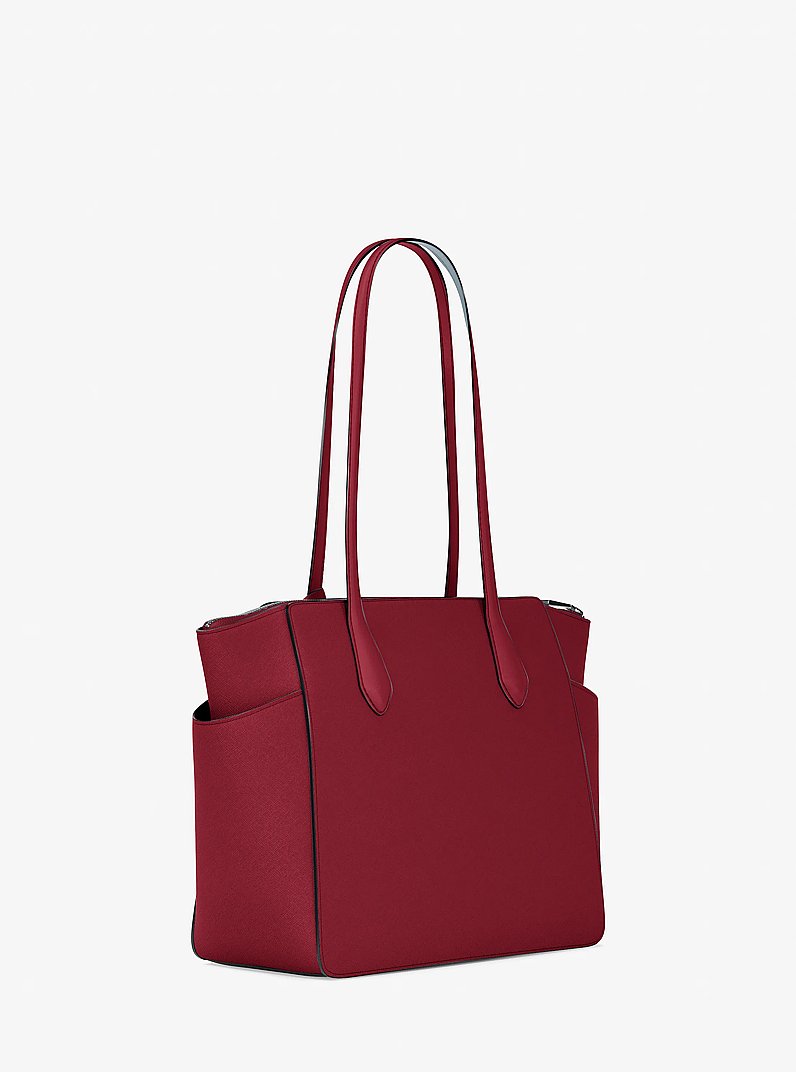 Marilyn Medium Saffiano Leather Tote Bag in MAROON | Michael Kors