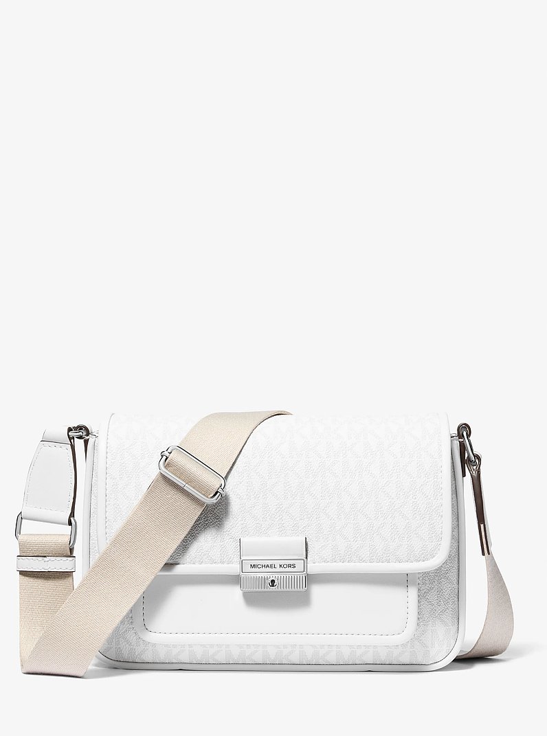 Bradshaw Medium Signature Logo Messenger Bag in OPTIC WHITE | Michael Kors