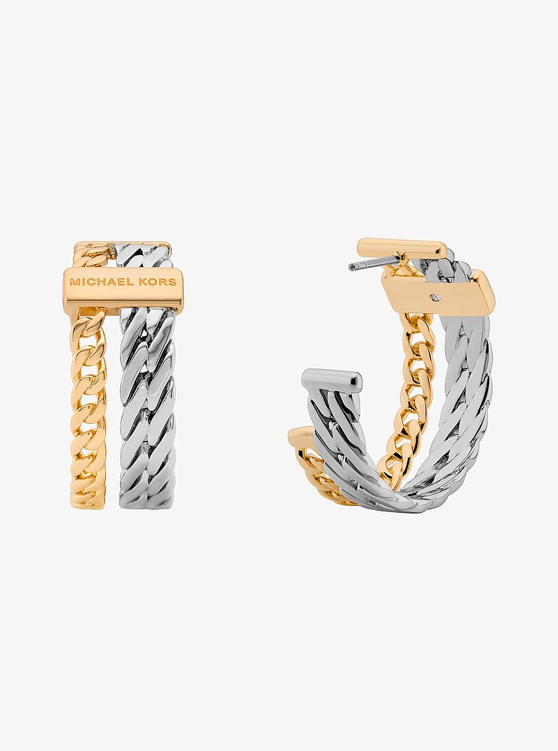 Double Layered Hoop Earrings in TWO TONE | Michael Kors