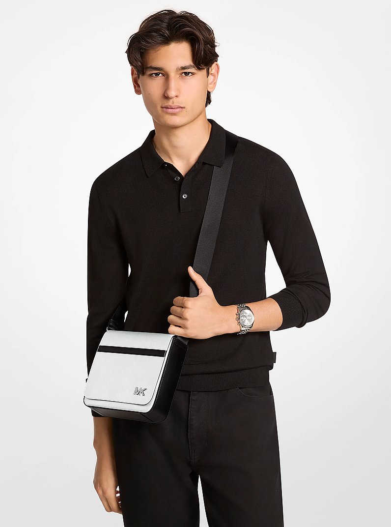 Cooper Metallic Crossbody Bag in SILVER | Michael Kors