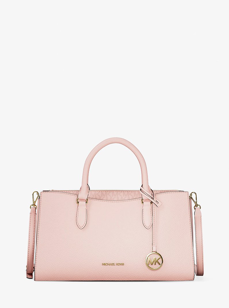 Arden Medium Leather Top-Zip Satchel in POWDER BLUSH | Michael Kors