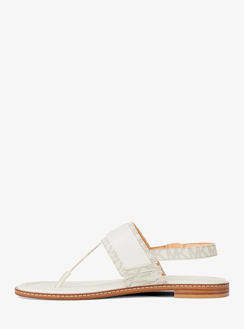 Carmen Signature Logo Thong Sandal in VANILLA | Michael Kors