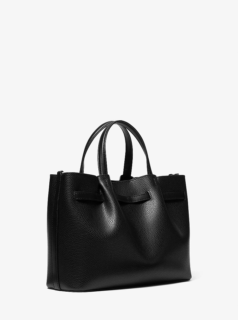 Carson Medium Pebbled Leather Satchel in BLACK | Michael Kors