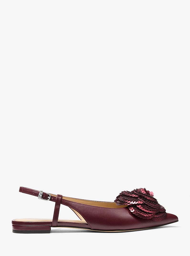 Elodie Embellished Leather Slingback Flat in OXBLOOD | Michael Kors