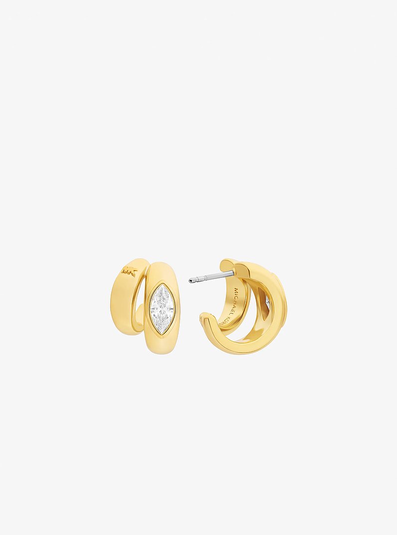 Marquise Cut Cubic Zirconia Double Hoop Earrings in GOLD | Michael Kors