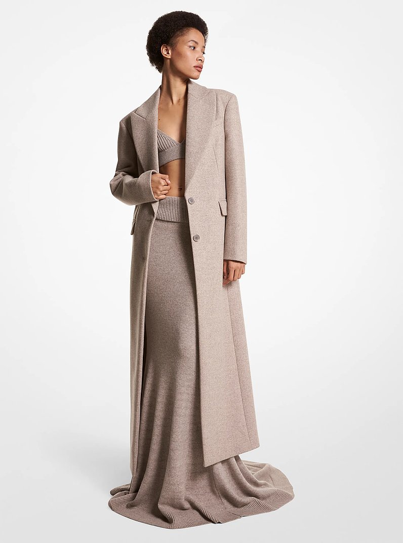 Wool Melton Overcoat in TAUPE MELANGE | Michael Kors