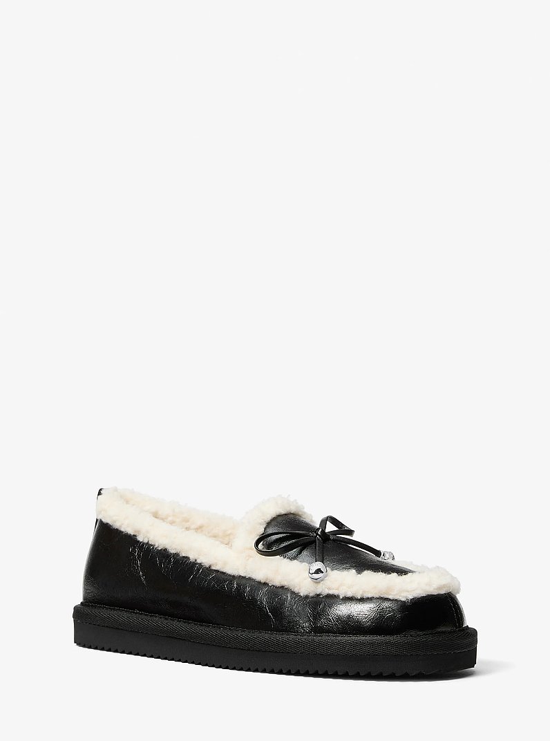 Jo Faux Shearling Trim Moccasin in BLACK | Michael Kors