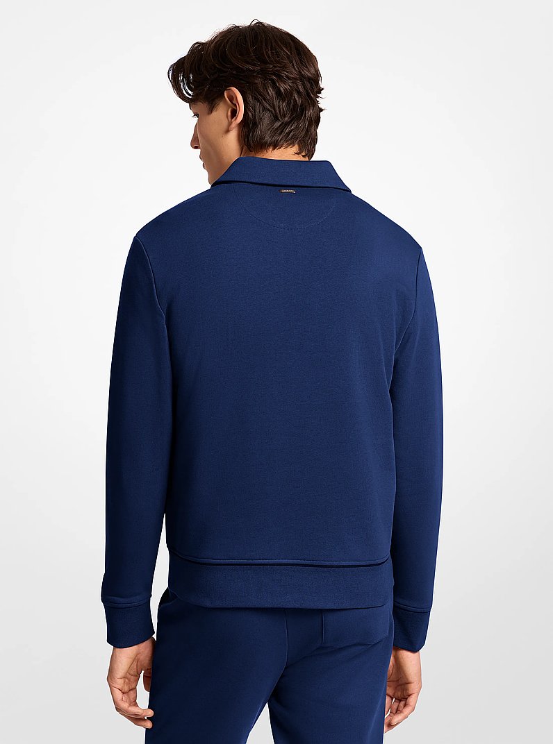 Terry Cotton Blend Polo Sweater in MIDNIGHT | Michael Kors