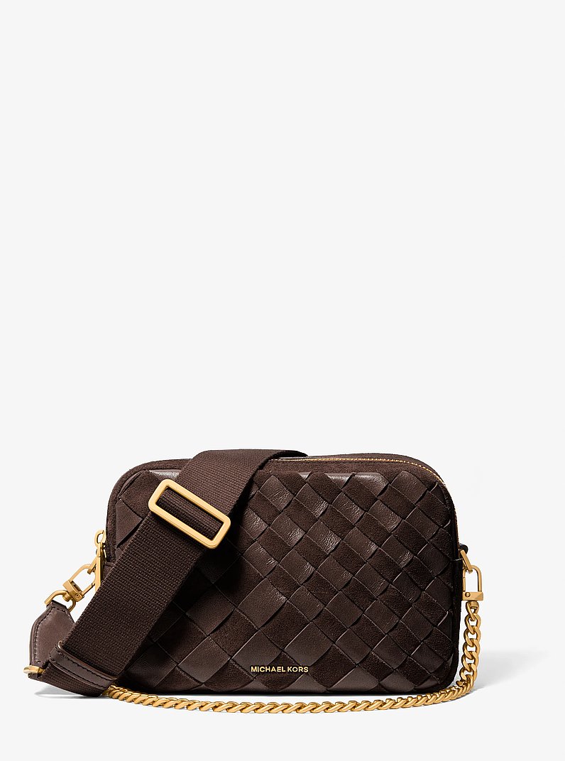 Sac &agrave; bandouli&egrave;re pour appareil photo Bryant de taille moyenne en daim tiss&eacute; in CHOCOLAT | Michael Kors
