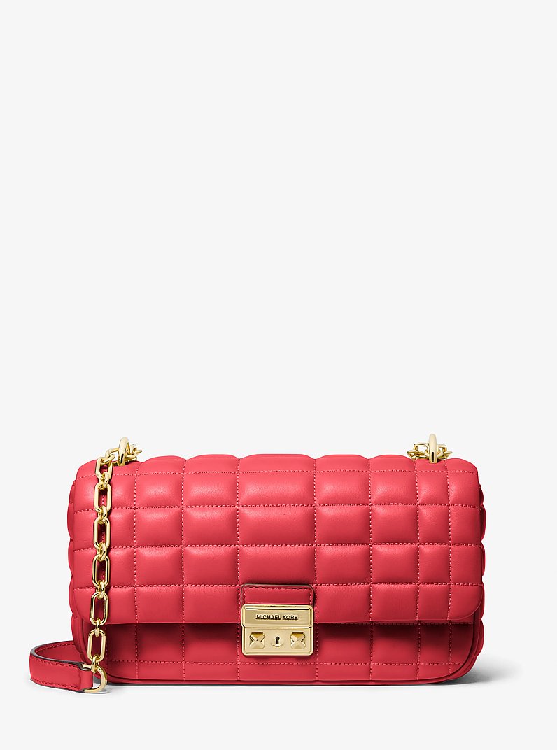Tribeca Large Quilted Leather Shoulder Bag in CRIMSON | Michael Kors