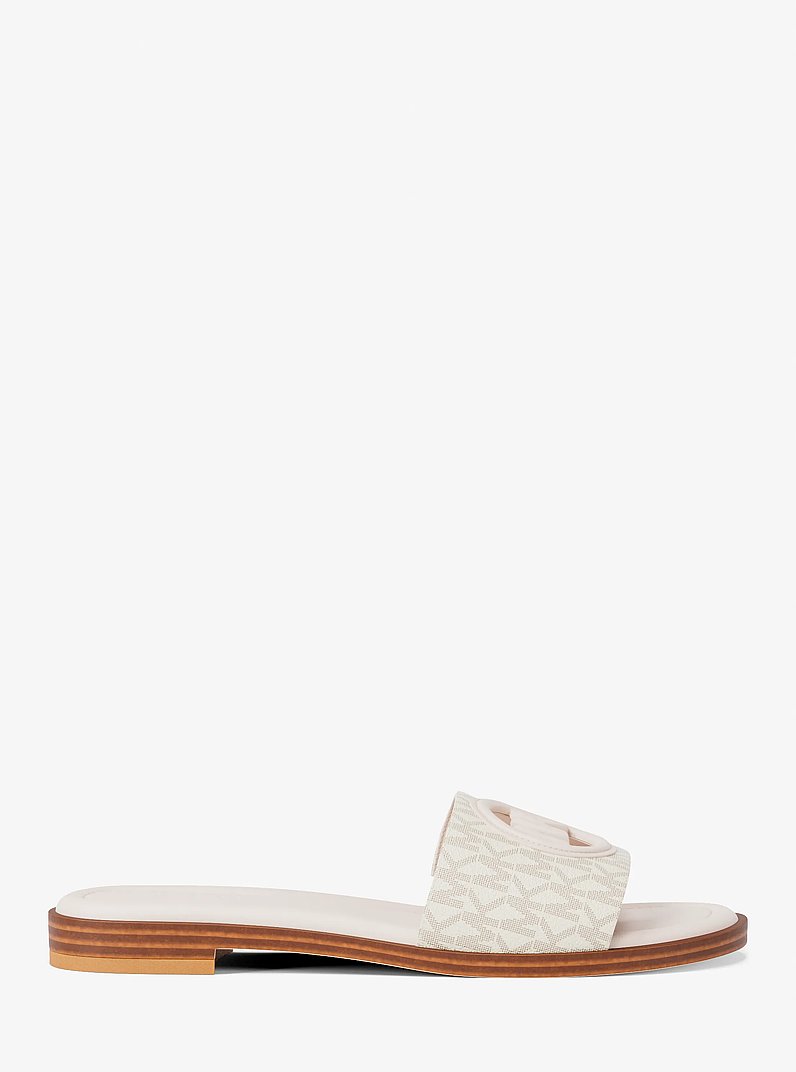 Carissa Signature Logo Slide Sandal in VANILLA COMBO | Michael Kors
