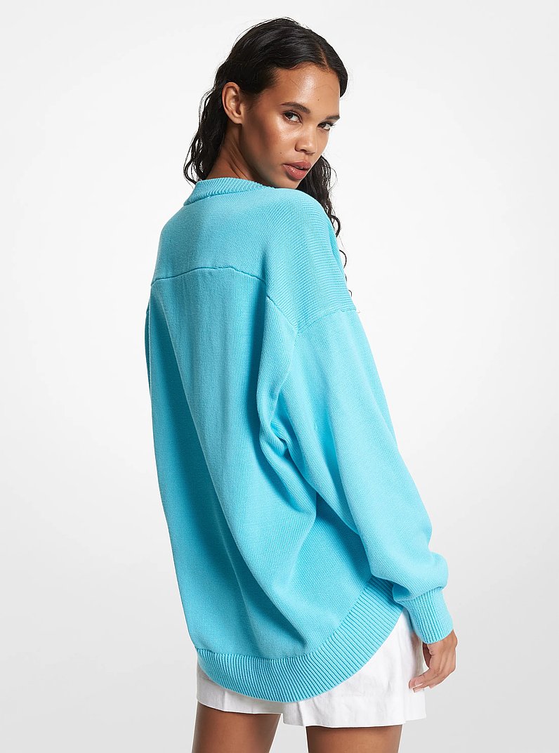 Oversized Supima Cotton Sweater in TURQUOISE | Michael Kors