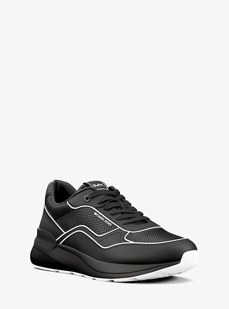 Trevor Leather and Mesh Trainer in BLACK/WHITE | Michael Kors