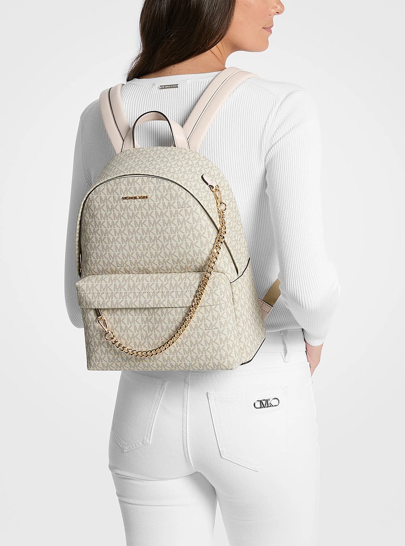 Slater Medium Signature Logo Backpack in LT CRM MULTI | Michael Kors