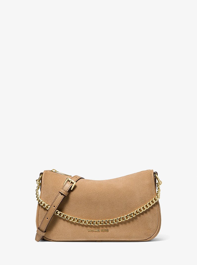 Carmela Medium Suede Convertible Crossbody Bag in CAMEL | Michael Kors