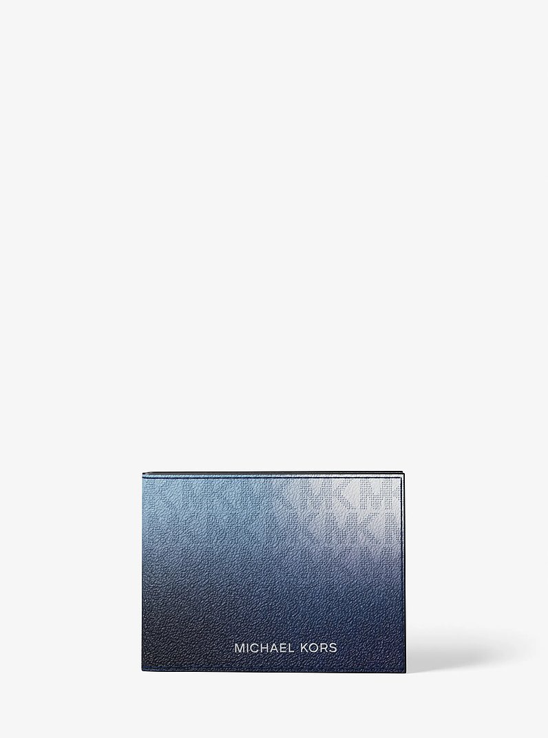 Porte-billets avec rabat Cooper ombr&eacute; &agrave; logo Signature in BLEU GALAXIE MULTI | Michael Kors