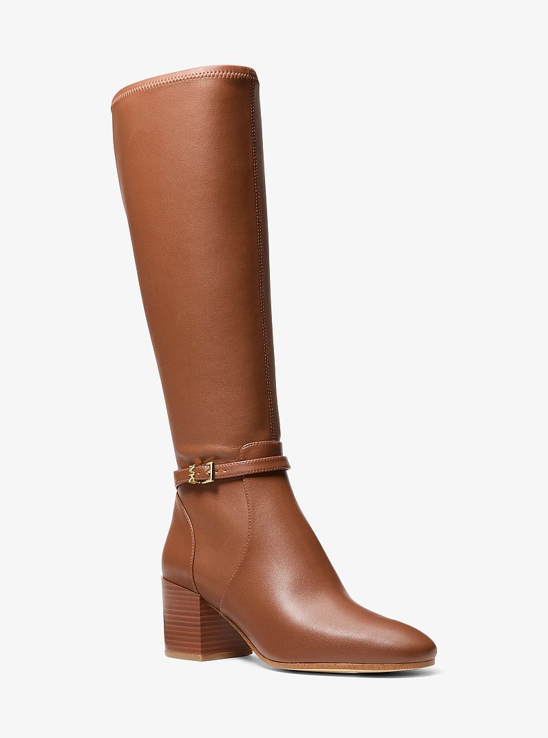 Ella Wide Calf Block Heel Boot in LUGGAGE | Michael Kors