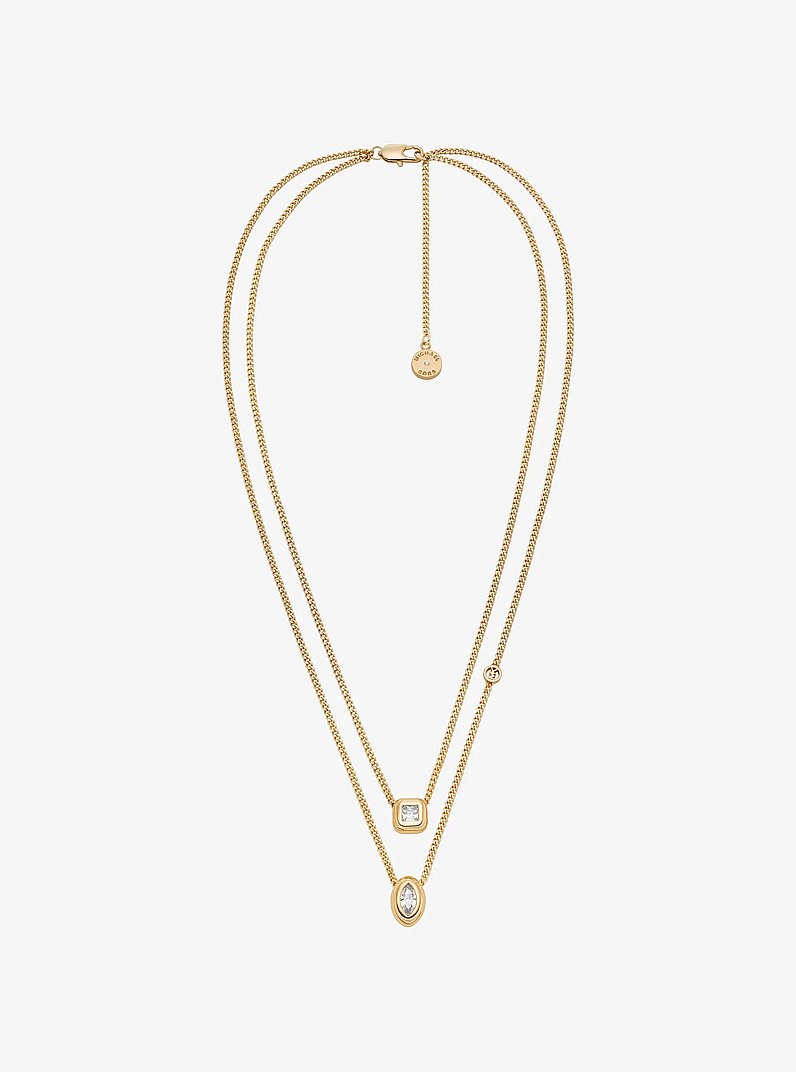 Cubic Zirconia Double Layered Necklace in GOLD | Michael Kors