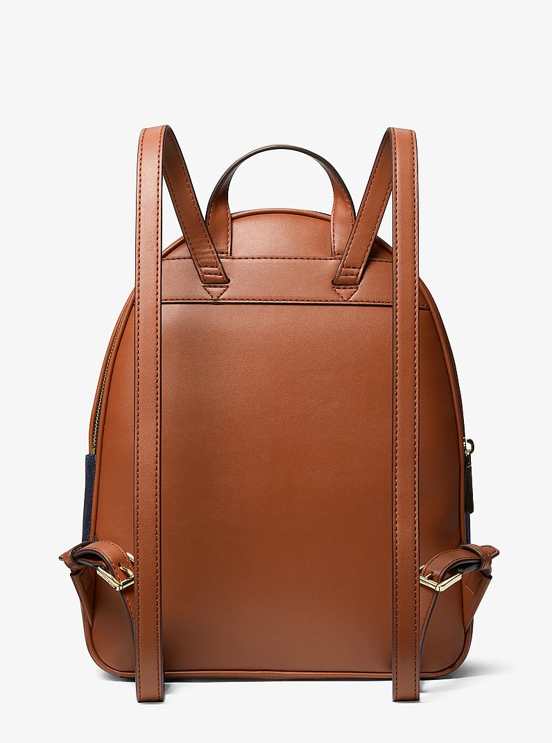 Brooklyn Medium Denim and Leather Backpack in DARK DENIM MULTI | Michael Kors