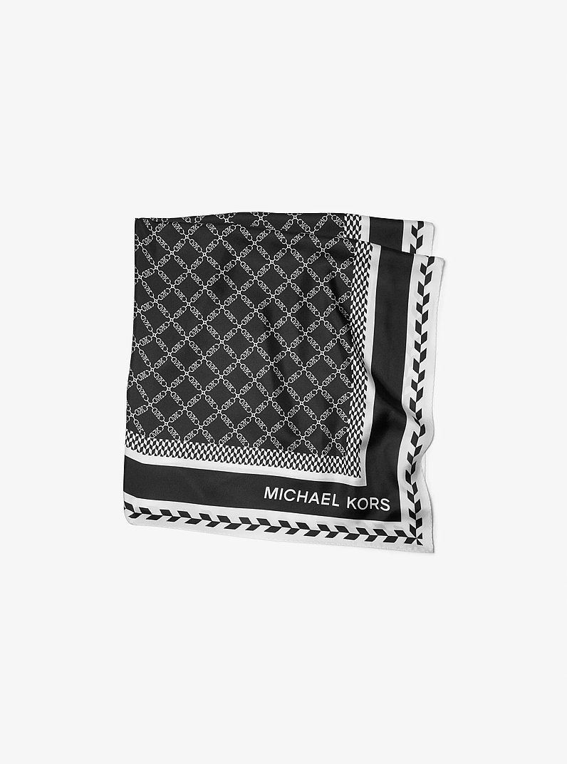 Empire Logo Silk Scarf in BLACK | Michael Kors