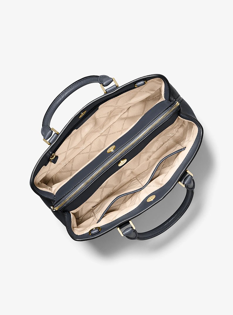 Camille Large Pebbled Leather Satchel in NAVY | Michael Kors