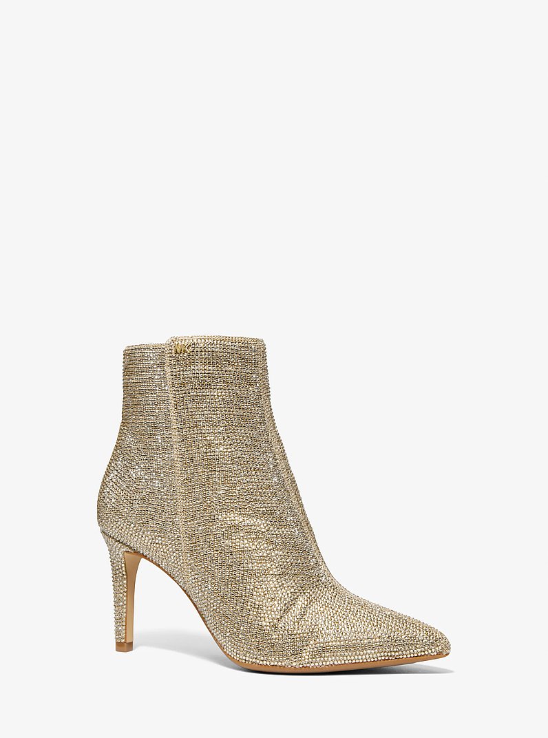 Dorothy Embellished Glitter Chain-Mesh Ankle Boot in PALE GOLD | Michael Kors