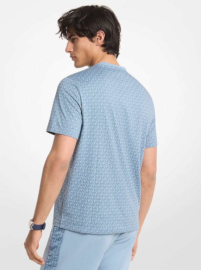 T-shirt in jersey di cotone con stampa logo in CHAMBRAY | Michael Kors