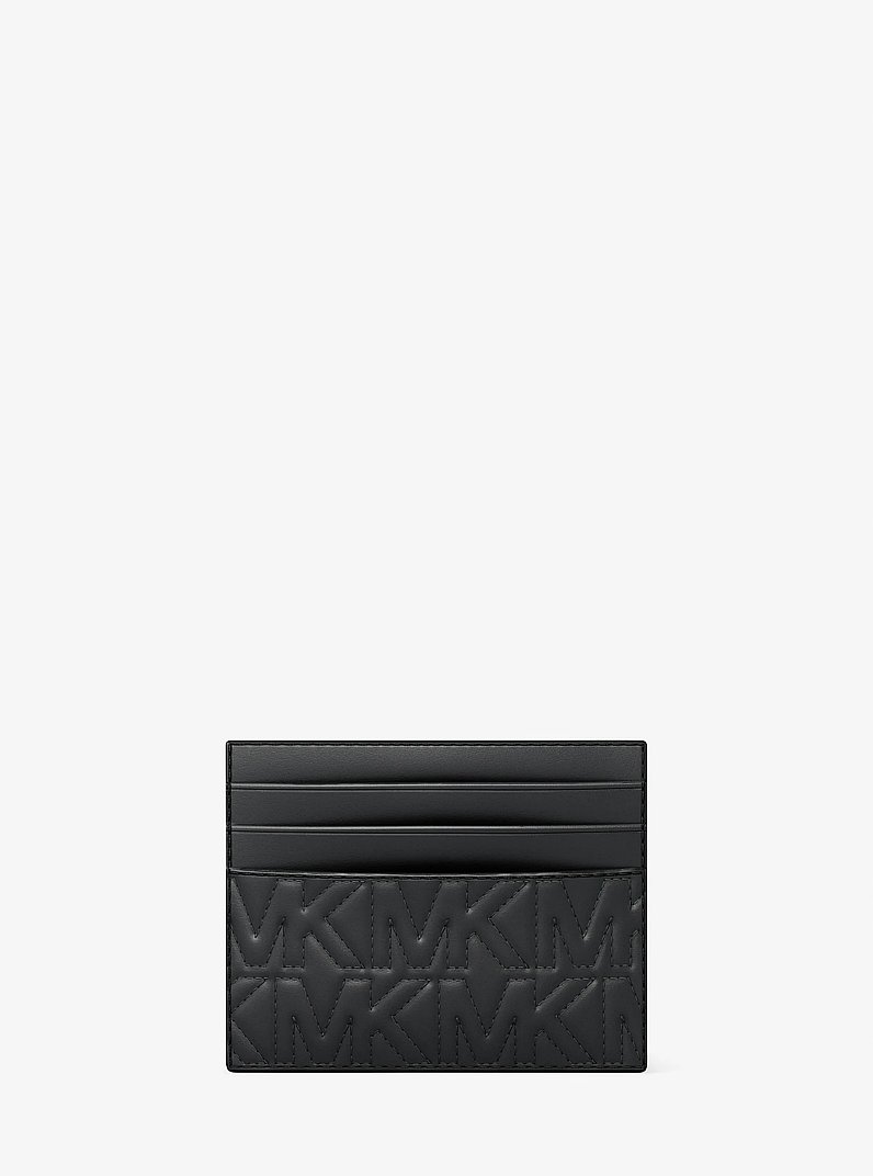 Hudson Quilted Logo Card Case in BLACK | Michael Kors