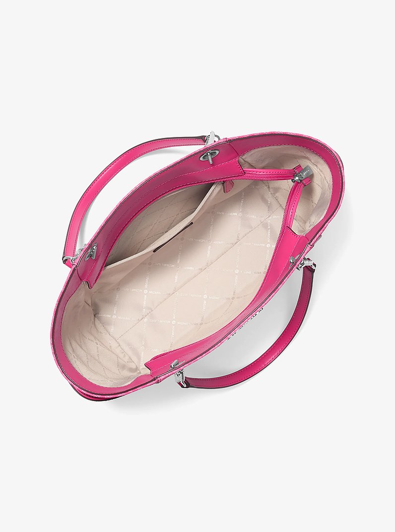 Jet Set Large Signature Logo Shoulder Bag in DRAGONFRUIT | Michael Kors