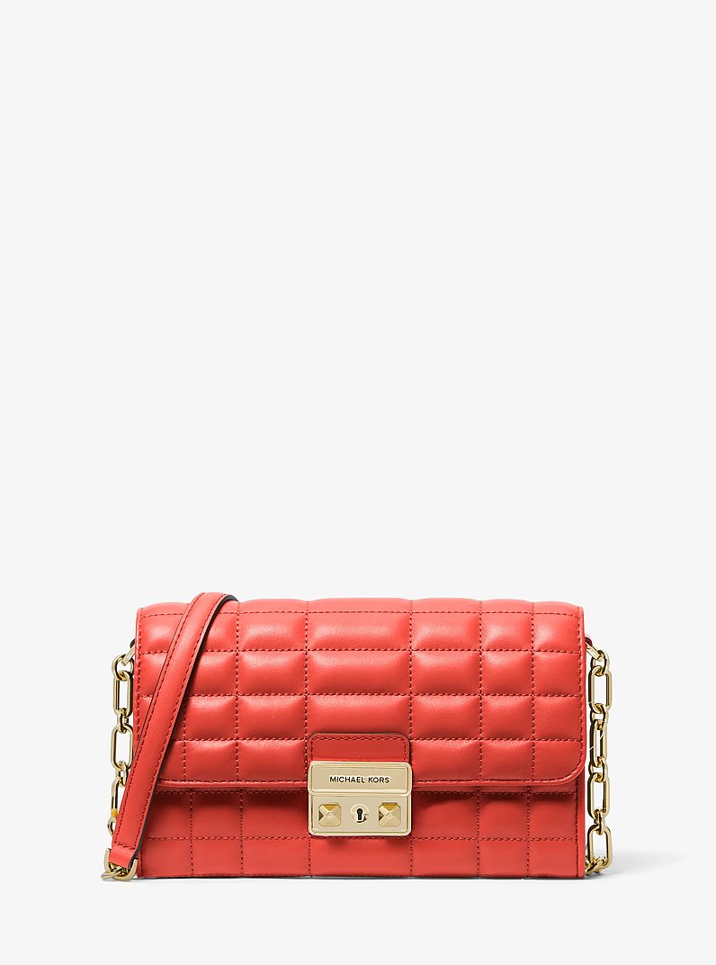 Tribeca Large Leather Convertible Crossbody Bag in SPICED CORAL | Michael Kors