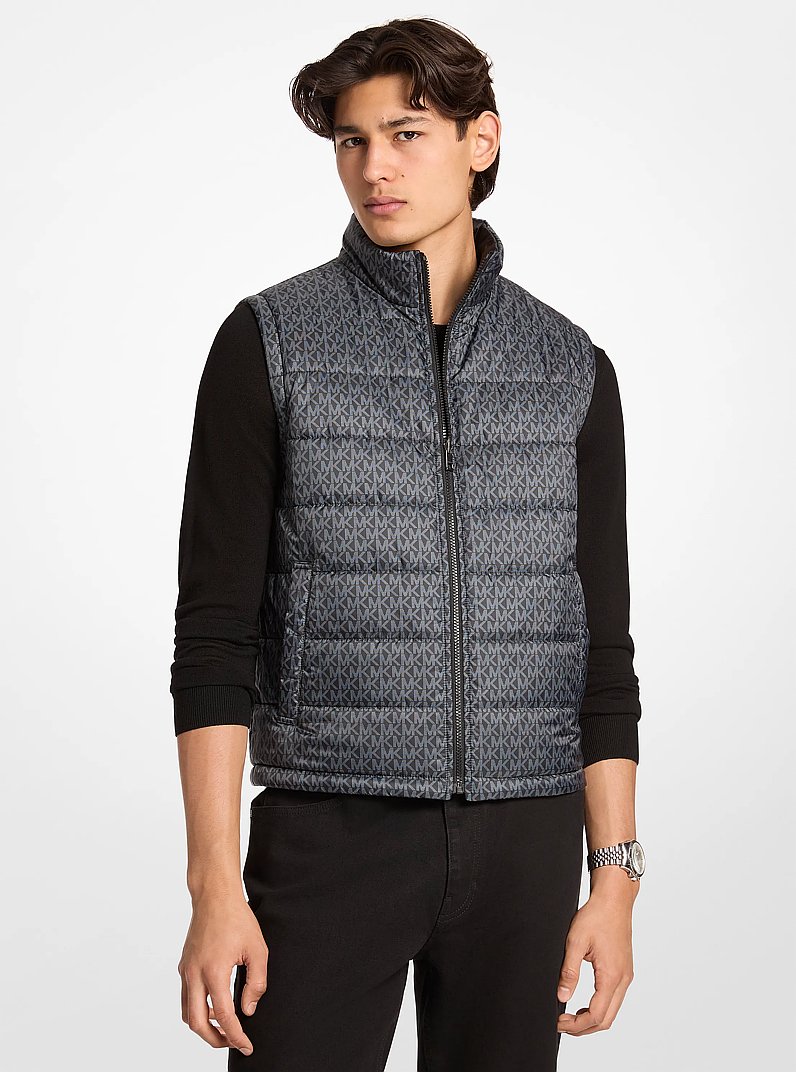 Signature Logo Reversible Vest in BLACK | Michael Kors