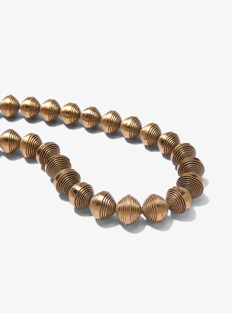 Metallic Leather Beads Necklace in BRASS | Michael Kors
