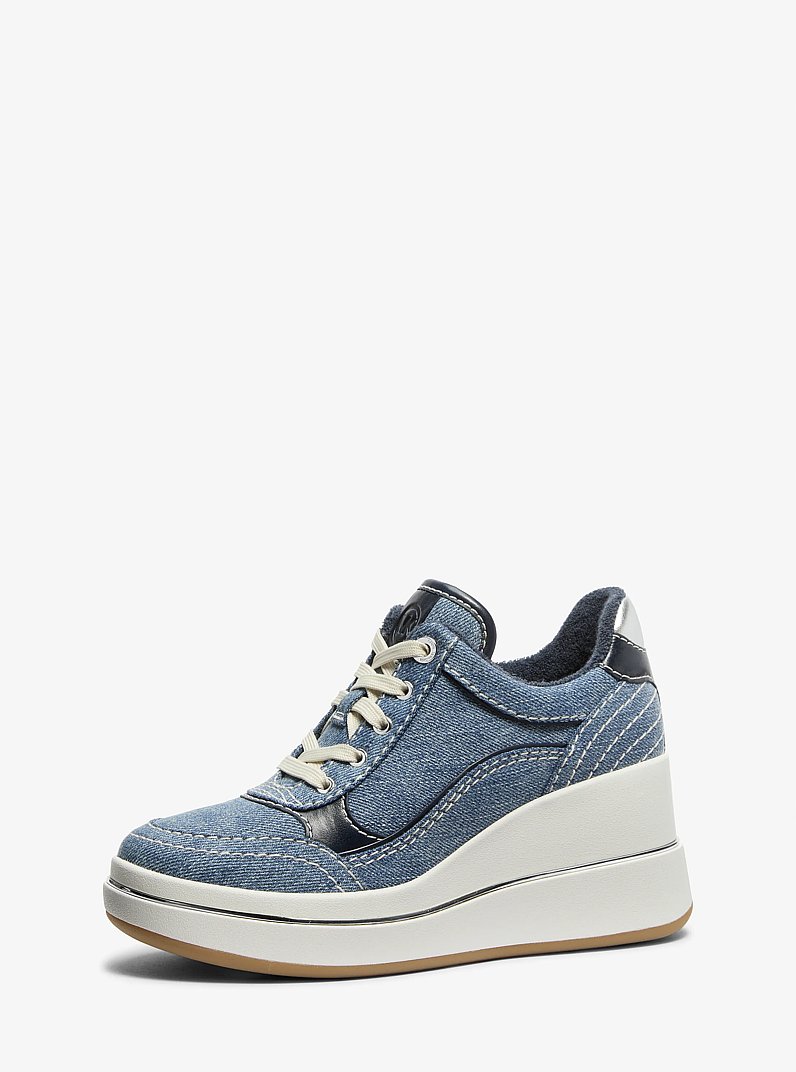 Emmy Denim Wedge Trainer in NEW HRZN WSH | Michael Kors