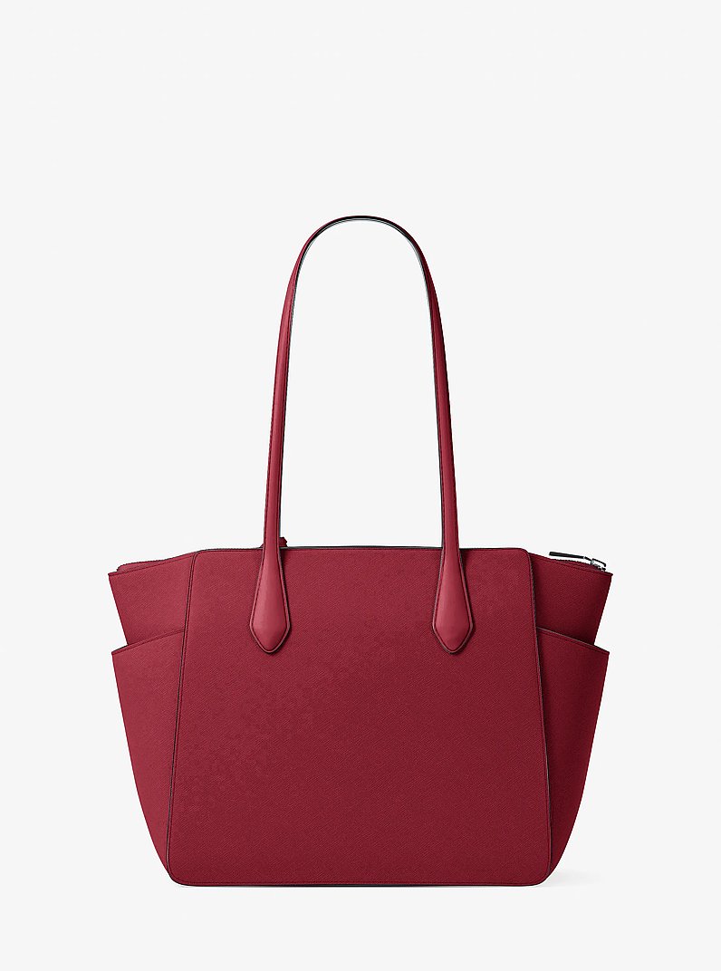 Marilyn Medium Saffiano Leather Tote Bag in MAROON | Michael Kors