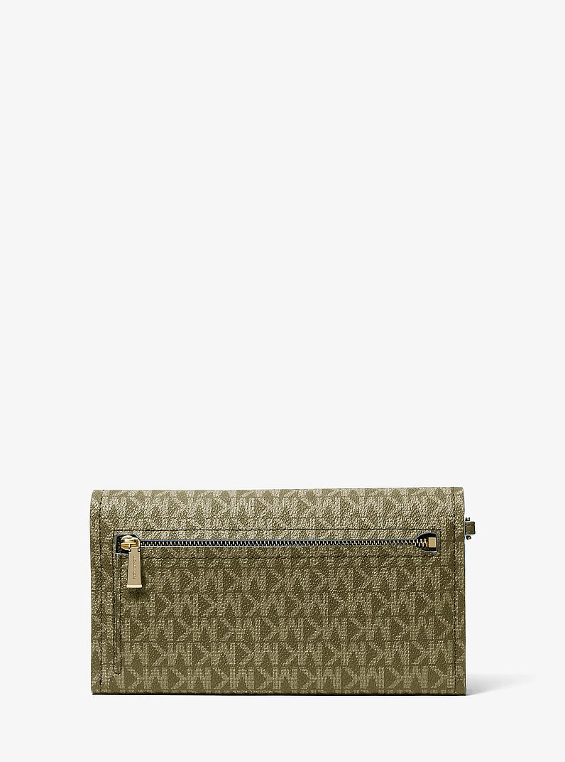Jet Set Medium Signature Logo Convertible Wristlet in LODEN | Michael Kors