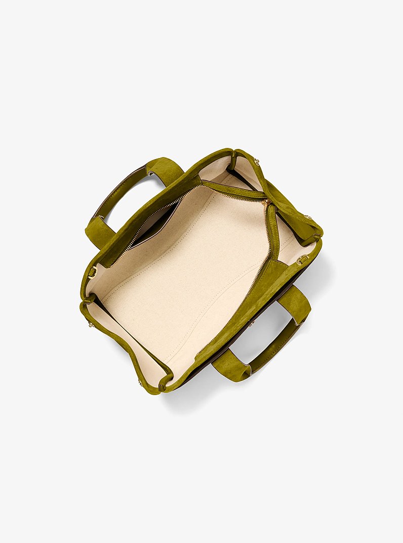Romee Small Suede Satchel in PISTACHIO | Michael Kors