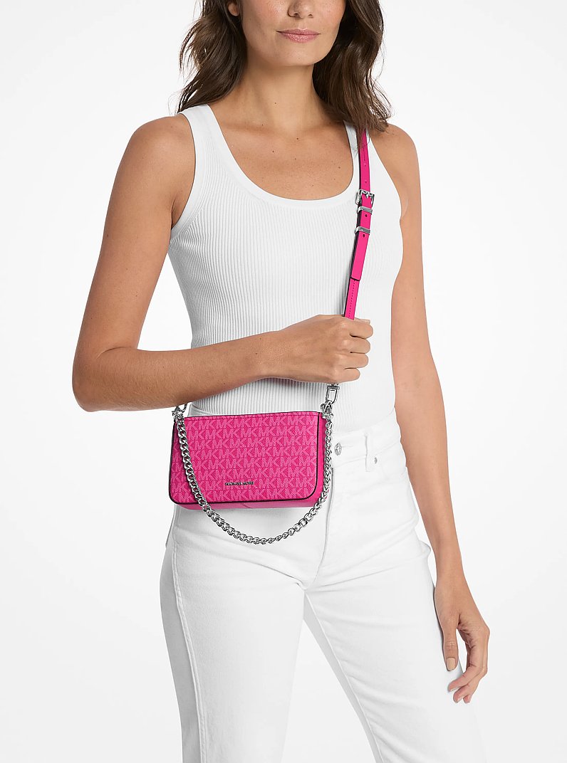 Bryant Small Signature Logo Convertible Pochette in WILD BERRY | Michael Kors