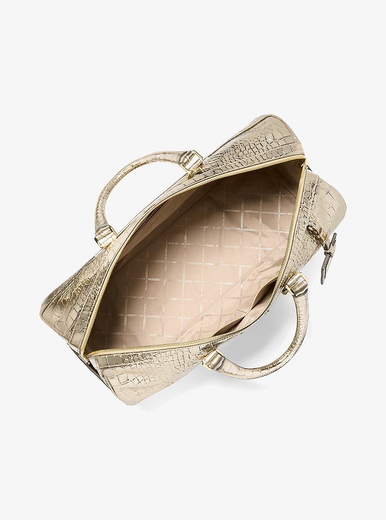 Bolso de viaje Bedford Travel extragrande de piel metalizada con motivo de cocodrilo en relieve