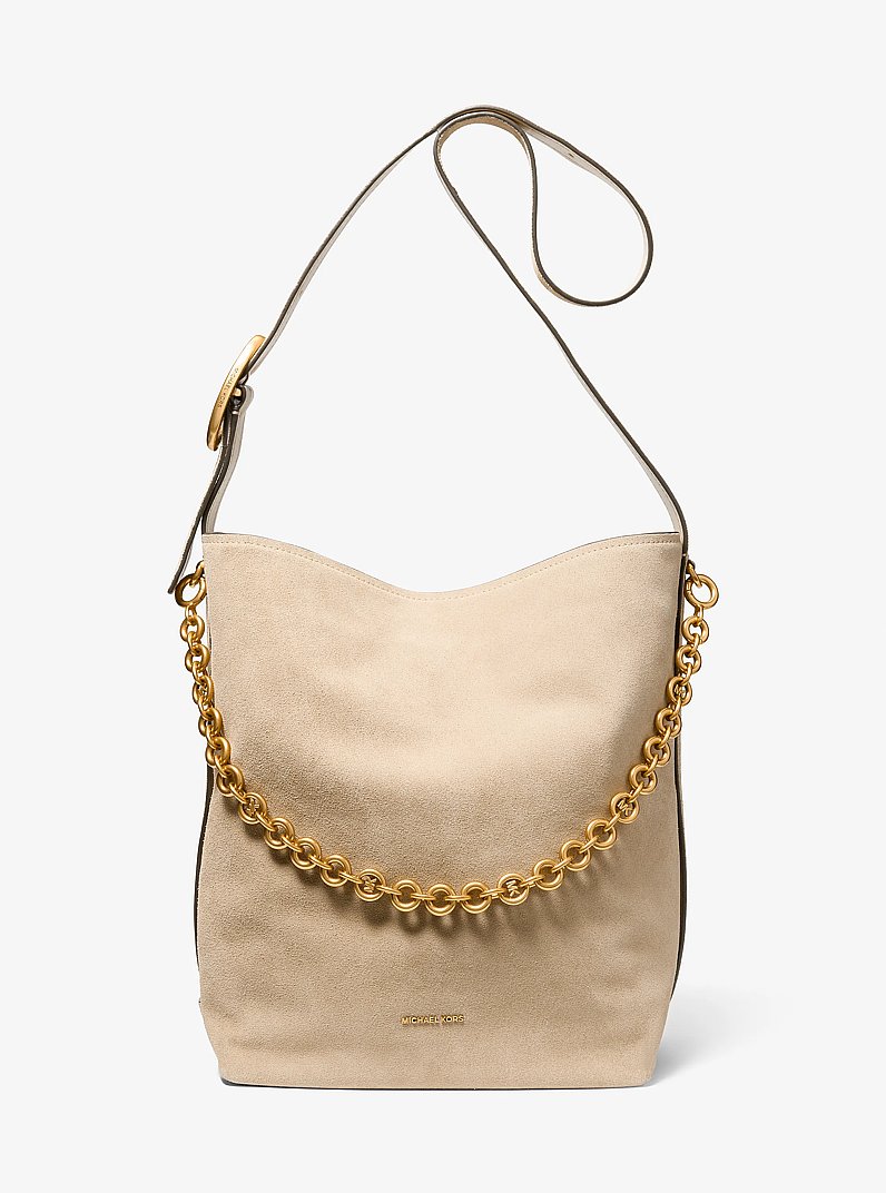 Nolita Large Suede Bucket Tote Bag in KHAKI | Michael Kors