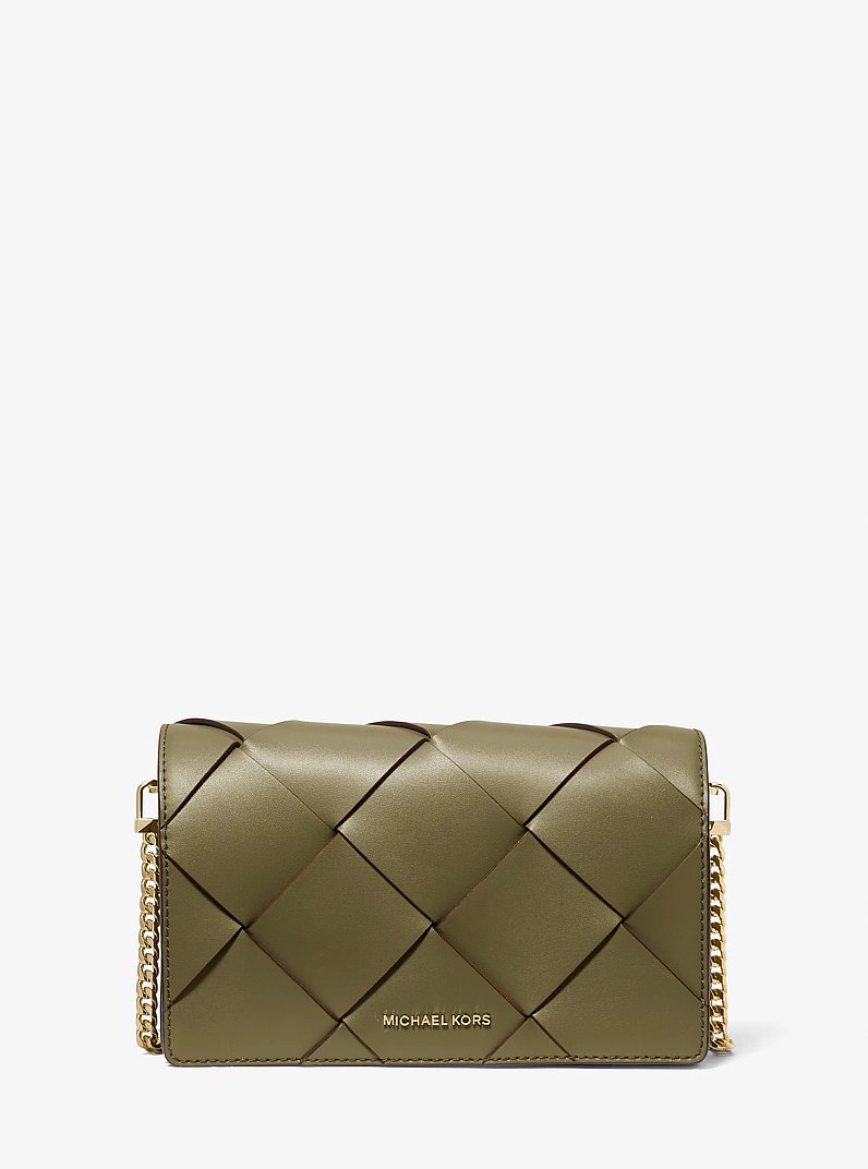 Jet Set Medium Woven Leather Crossbody Bag